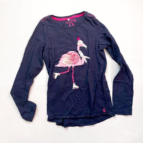 Joules Ice Skating Flamingo Tee, Size 11/12 - Picture 1 of 4